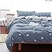 3 Pieces Duvet Cover Set Blue Gray with White Triangles - Ultra Soft and Easy Care Design Summer Bedding Duvet Cover King Size 102x90+ 2 Pillow Shams- 800 TC with Zipper Closure 4 Corner Ties