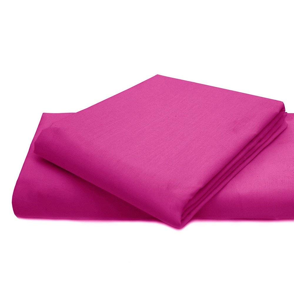 AmigoZone Cotton Percale Easy Care Polycotton Flat Sheet (Fuscia, Single)