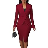 Women's Suits 2 Piece Skirt Set Business Work Outfits Blazer Dress Jacket Pencil Skirts Suit Sets