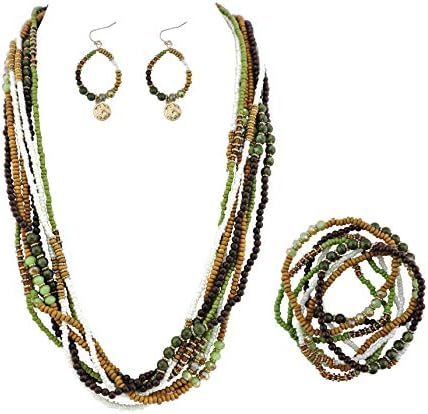 BOCAR Long Multiple Strand Handmade Beaded Statement 26" Necklace for Women (NK-10563)