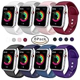 Yimzen Soft Silicone Sport iWatch Band Strap for Apple Watch Series 3 2 1 Sport & Edition 38mm S/M 8Pack