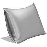 SILKTALE 100% Mulberry Silk Pillowcase Without Zipper,Both Sides Pure Silk Breathable Pillow Case for Hair and Skin,19 Momme Grade 6A,1pc,Light Gray,Queen Size 20x30 Inches