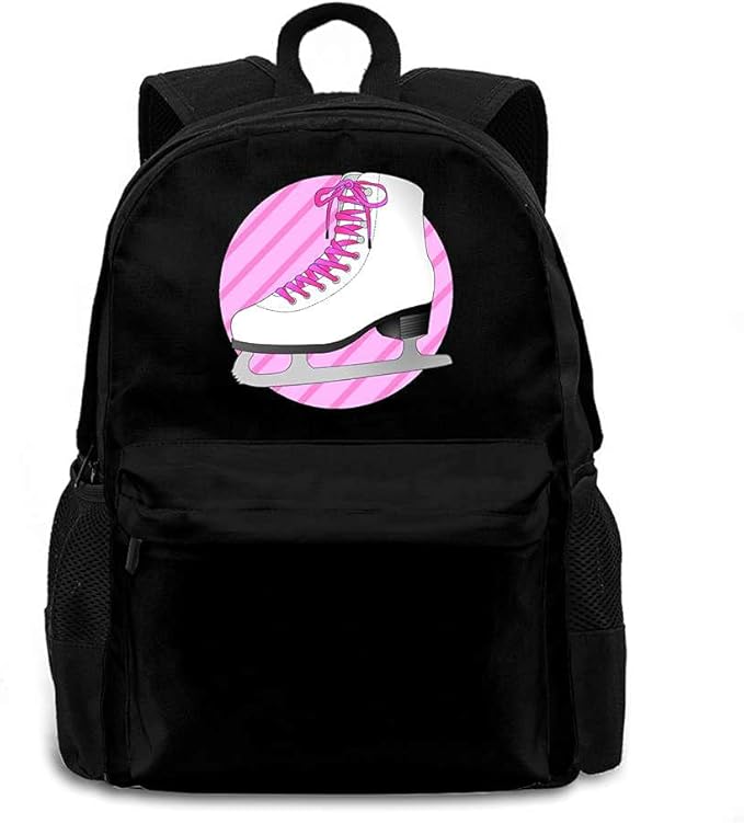Figure Skating GiftsPink Ice Skate on Stripes Adult Backpack Casual Daypacks Amazon.ca
