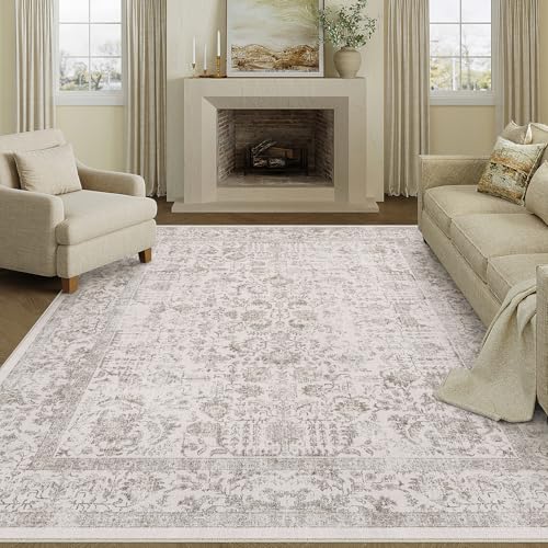 HUGEAR Hellbraun Vintage Teppich Wohnzimmer 240x300cm Waschbar