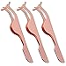 Hotop 3 Pack Eyelashes Clip Stainless Steel False Eyelashes Extension Applicator Tool Fish Tail Clip Tweezers Nipper Tool (Rose Gold)