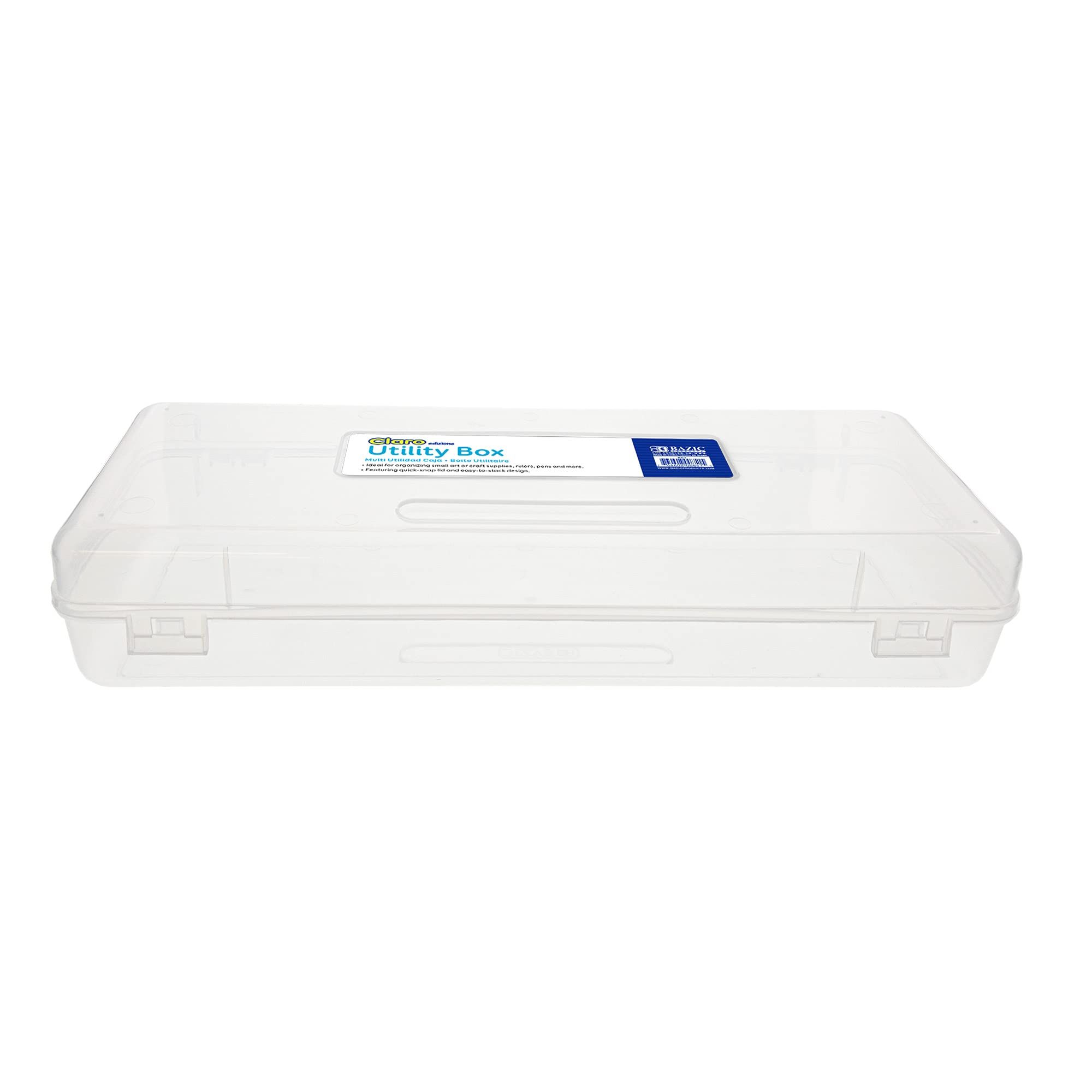 Photo 1 of BAZIC Plastic Pencil Case, Ruler Length Large Utility Storage Box, Clear Color, Multi Purpose Organizer, 1-Pack