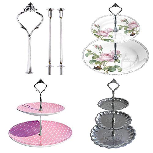 Accent Plates,Petforu 5 Sets Crown 3 Tier Cake Stand Fittings Hardware Holder for Wedding and Party - Silver - Thumbnail 5