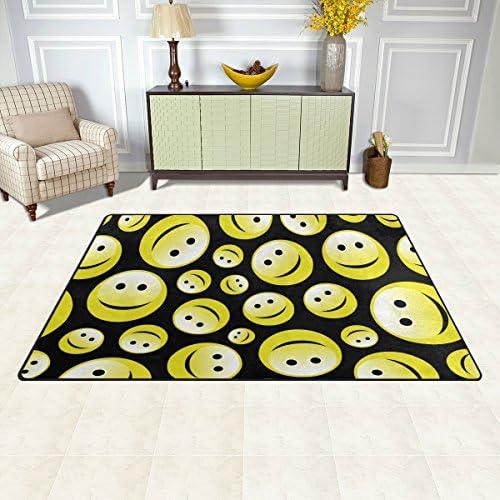 DEYYA Non-Slip Area Rugs Home Decor, Emoji Smiley Floor Mat Living Room Bedroom Carpets Doormats 31 x 20 inches
