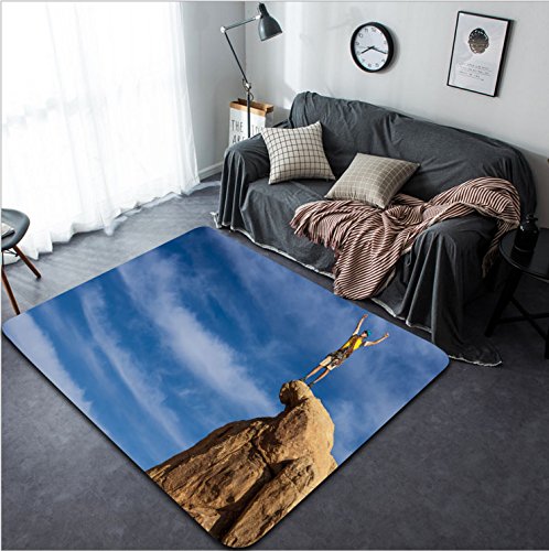 Vanfan Design Home Decorative 345102959 Climber coils ropes on the summit Modern Non-Slip Doormats Carpet for Living Dining Room Bedroom Hallway Office Easy Clean Footcloth
