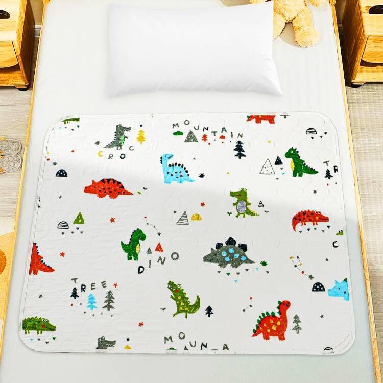 Aolso Potty Training Mattress, Mattress Protector Cot, 70 x 90 cm Bed Protection, Washable Bed Underlay, Waterproof, for Single Beds, Children's Beds, Baby Cot Thickening (Dinosaur)