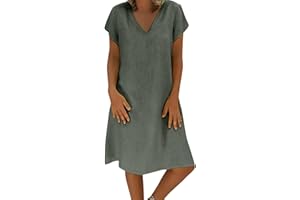 Kiosan Summer Dresses 2023 Sleeveless Working Dress Short Sleeve Solid V-Neck Casual Women's Dress Plus Size Maxi Dress