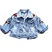 Baby Girl's Denim Jacket With Rose Flower Embroidery Kids Toddler Ripped Denim Coat For Girl