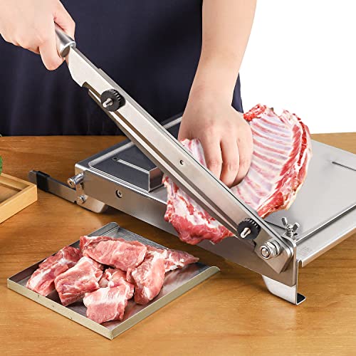 CGOLDENWALL 2 BLADES Manual Ribs Meat Chopper Slicer Stainless Steel