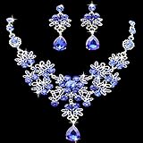 Gbell Clearance! Charm Wedding Bridal Crystal Necklace Earrings Jewelry Set Fine Rhinestone Women's Prom Jewelry Statement (Blue)