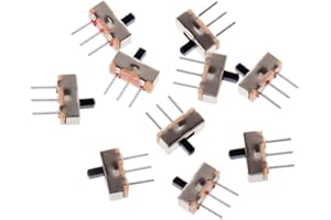 OTVEE LIYUDL 10 Pcs 2 Position On/Off SPDT 1P2T 3 Pin PCB Panel Mini Vertical Slide Switch SS12D00G3