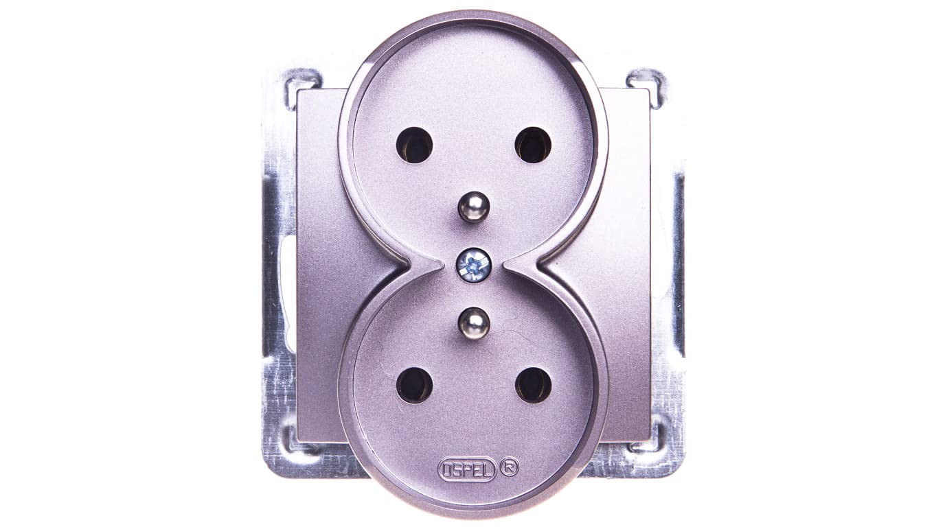 Ospel GP-2YRZ/m/23 Socket Titanium, IP20, 16 A, 71 mm, 45 mm, 71 mm
