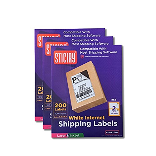 400 Half Sheet Shipping Labels, (2) - 8 1/2 X 5 1/2 Labels Per Sheet for Laser and Inkjet Printers for Internet Postage Sites Ebay, Paypal, Stamps.com (400 Labels)