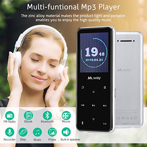M WAY MP3 Player with Pedometer Lossless Sound Music Player, Support FM Radio/Video Player/Voice Recorder, 55 Hours Play And Zin Alloy Audio Player with Earphone+ Armband Standard