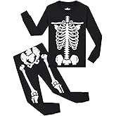 Tphon Boys Halloween Pajamas Sets Toddler Kids Pjs Glow in Dark Skull Sleepwear 2 Piece Snug Fit Cotton Pajama Set
