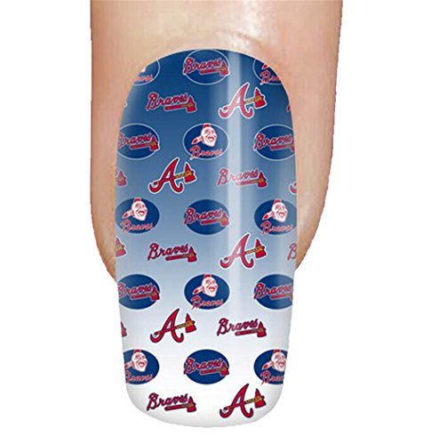 20 Pcs MLB Atlanta Braves Team Full Cover Women Fake Nails