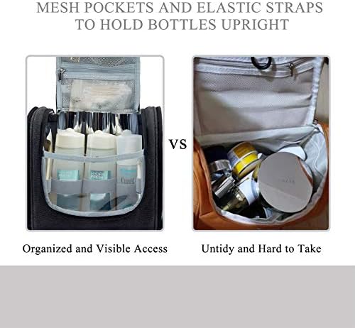 Toiletry Bag, BAGSMART Canvas Travel Toiletry Organizer with hanging hook, Water-resistant Cosmetic Makeup Bag Travel Organizer for Shampoo, Full Sized Container, Toiletries, Black 4 Toiletry Bag, BAGSMART Canvas Travel Toiletry Organizer with hanging hook, Water-resistant Cosmetic Makeup Bag Travel Organizer for Shampoo, Full Sized Container, Toiletries, Black