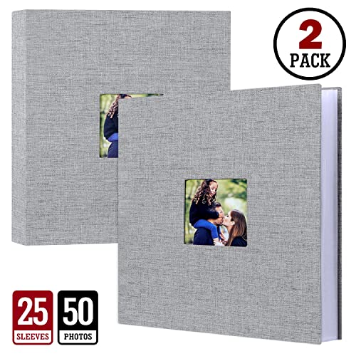 Lanpn Photo Album 8x10 50 Pockets 2 Packs, Small Capacity Linen Cover