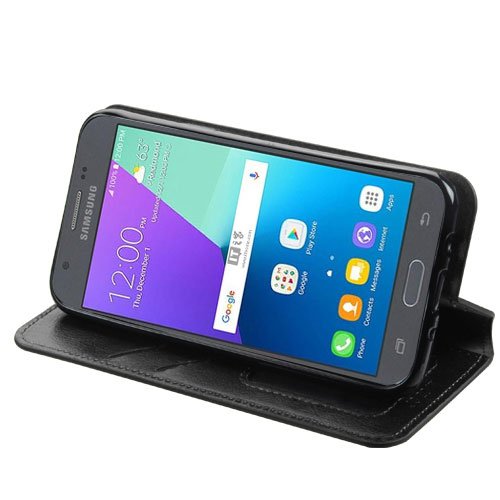 Kaleidio Case For Samsung Galaxy J7 Prime J727T (2017) / Galaxy Halo [MyJacket] PU Leather Hybrid Wallet Flip Book Style Cover w/ Card Slot & Foldable Stand Feature w/ Prying Tool [Black] - Thumbnail 4
