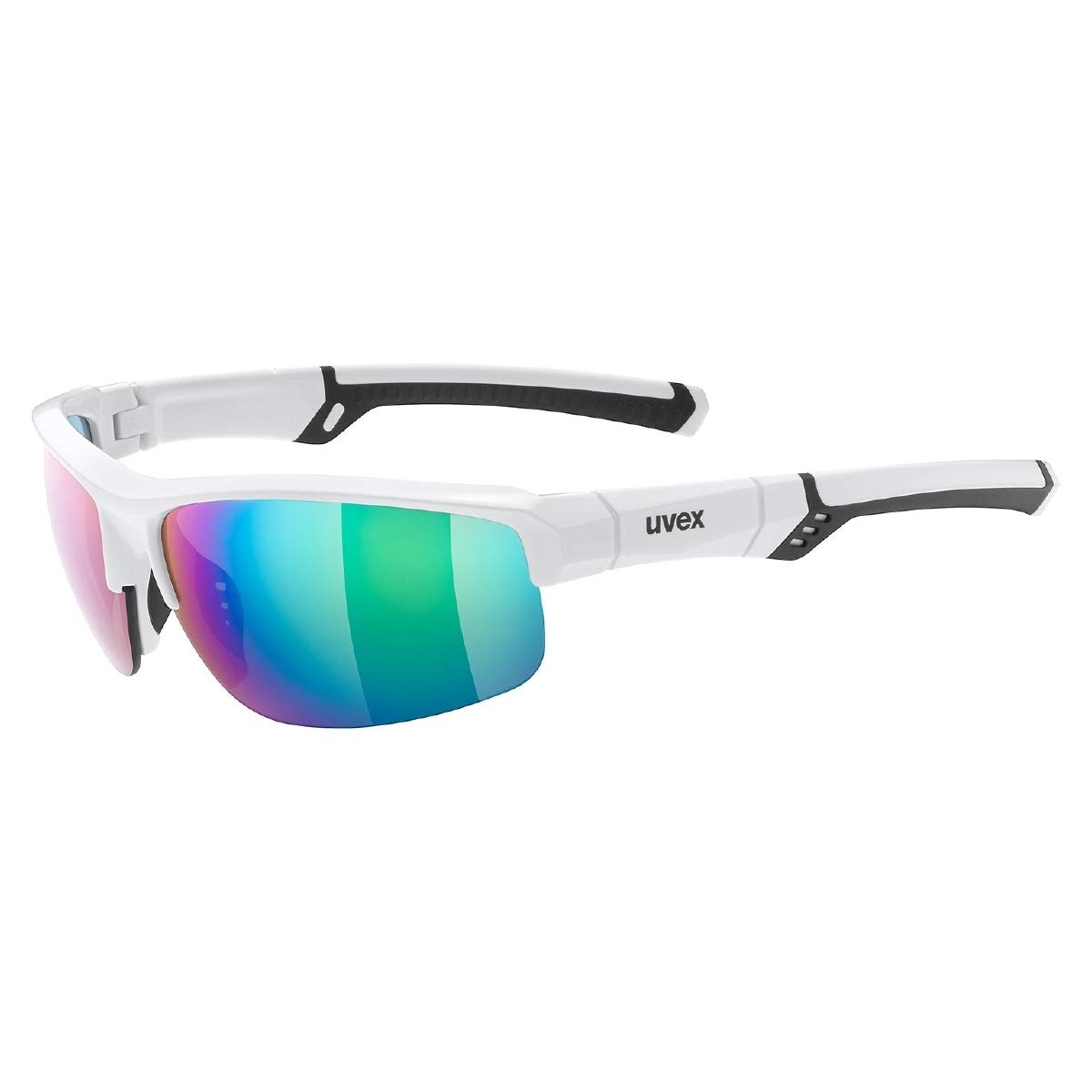 uvex Sportstyle 226 - Sports Sunglasses for Men and Women - Mirrored Lenses - Comfortable & Non-Slip - White/Green - One Size