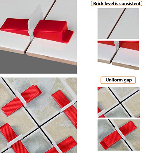OFNMY Tile Leveling System, 300-Pack 1.5mm Leveling Spacers Clips + 100-Pack Reusable Wedges for Leveling Porcelain, Ceramic, Marble and All-natural Stone Tiles - Thumbnail 3