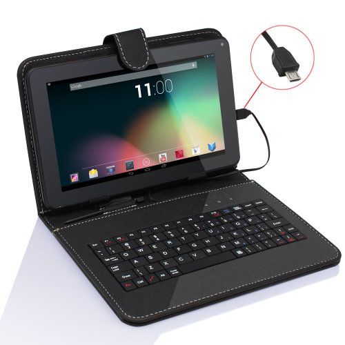 TabSuit174; 9'' Tablet Folio Keyboard Case with Stand Universal PU