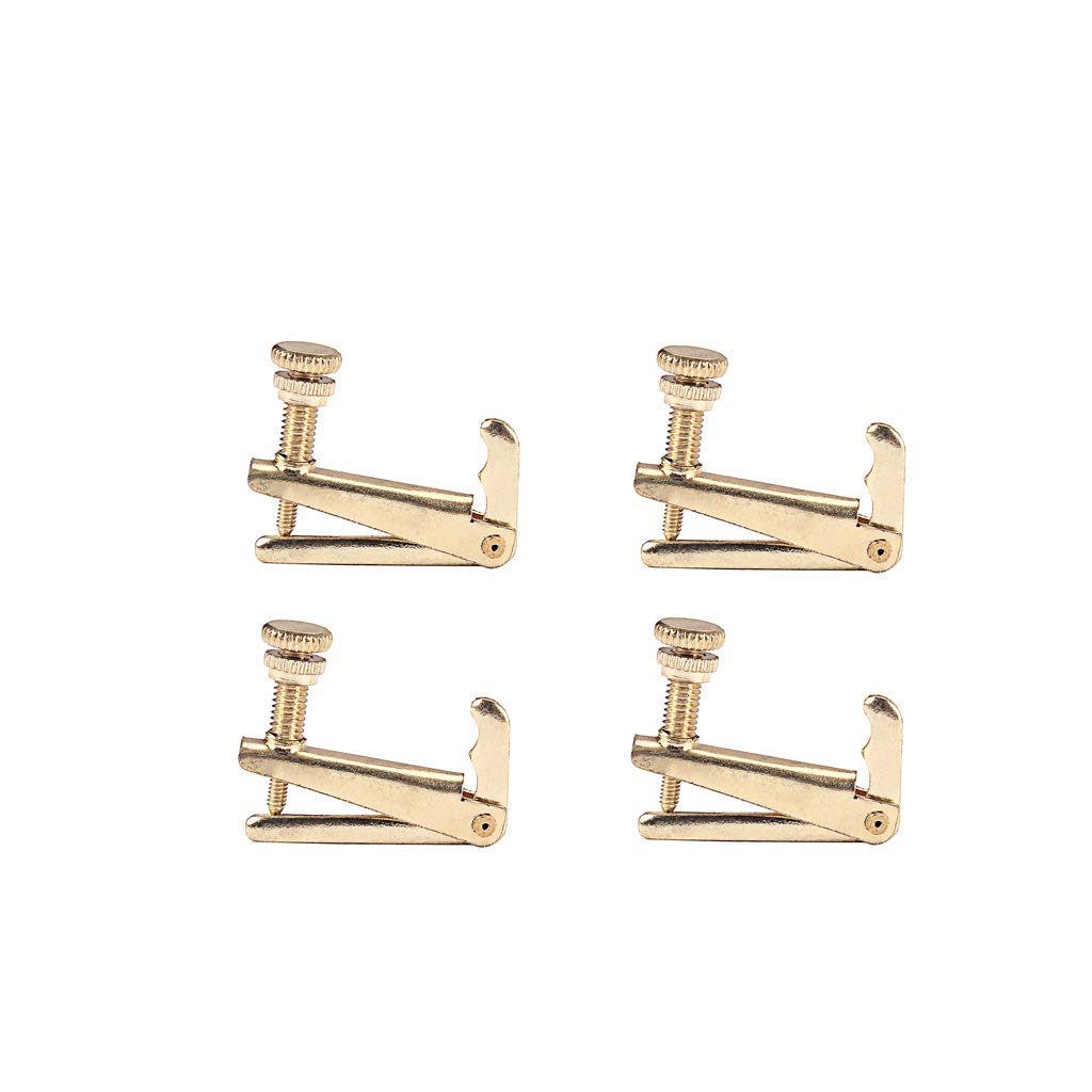 Alnicov 4pcs/set Violin String Tuner Fine Tuner Adjusters Replacement Parts for 3/4 4/4 Violin Gold
