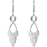 White gold plated 925 Sterling Silver Bohemia Chandelier Filigree Dangle &Drop Earrings for women 1.9Inches long