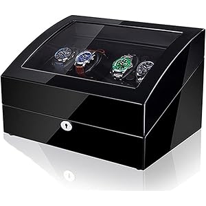 USZWBY Watch Boxes 4+6 Watch Winders for Automatic Watches Box, Watch Rotator Watches with Led Light, Rotating Watch Case, Wa