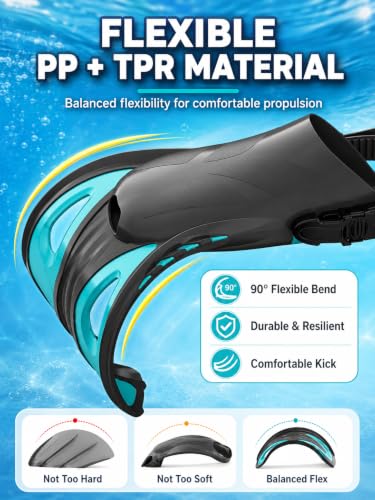 Pinne Snorkeling Pinne Nuoto Piscina per 32-36 | 37-41 | 42-47 | Leggere e Confortevoli | Design Morbido | Regolazione Tallone Aperto | Unisex | Per Uso Acquatico Piscina Mare
