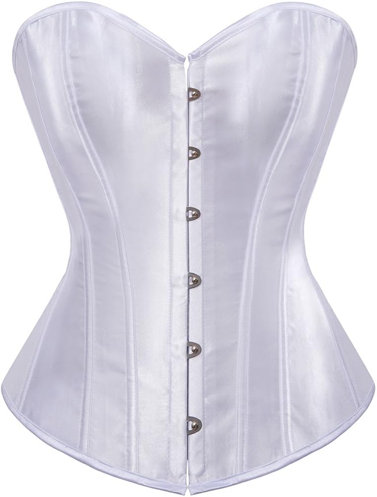 Women's Bustier Corset Top Sexy Lingerie Sets Black Satin Waist Cincher: Clothing