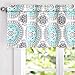 DriftAway Curtains for Bedroom Boho Bella Medallion Pattern Room Darkening Window Curtain Valance Short Curtain for Kitchen Living Room 52 Inch by 18 Inch Aqua and Gray Single