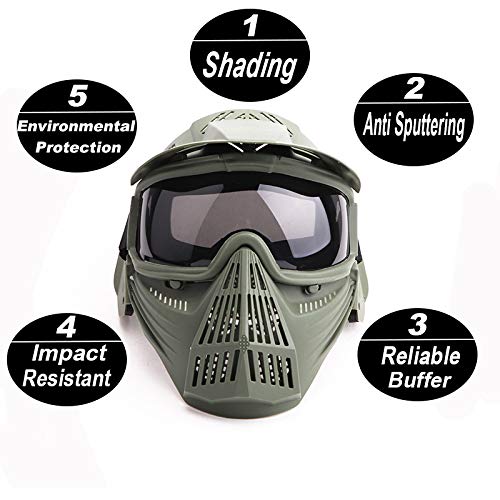 image for Anyoupin Paintball Mask, Airsoft Mask Full Face with Goggles Impact Re