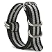 SIMCOLOR 1.5mm Zulu Watch Bands,Military Nylon Replacement Watch Strap with Black Heavy Duty Buckle 18mm 20mm 22mm or 24mm(22mm,Black & Grey)