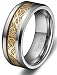 8mm Celtic Dragon Pattern Inlay Tungsten Carbide Ring Flat Comfort Fit Band