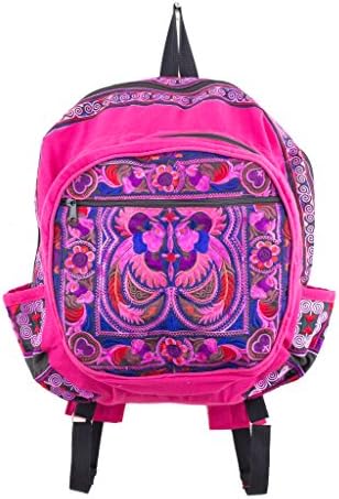 Changnoi Boho Book Bag Ethnic Style Hmong Embroidered in Pink Birds