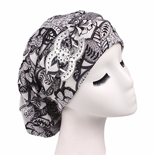 Qhome Vintage Cotton Floral Dreadlocks Braids Cap Comfortable Slouchy Baggy Hat Chemo Cap Bandana Hair Loss Bonnet Tube