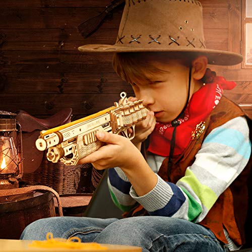 ROKR Wooden Toy Gun Rubber Band Gun 3D Wooden Puzzle (Terminator M870