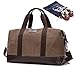 Sunshinejing Women Canvas Weekender Travel Tote Overnight Duffel Bag PU Trim Carry on Bags (Brown)