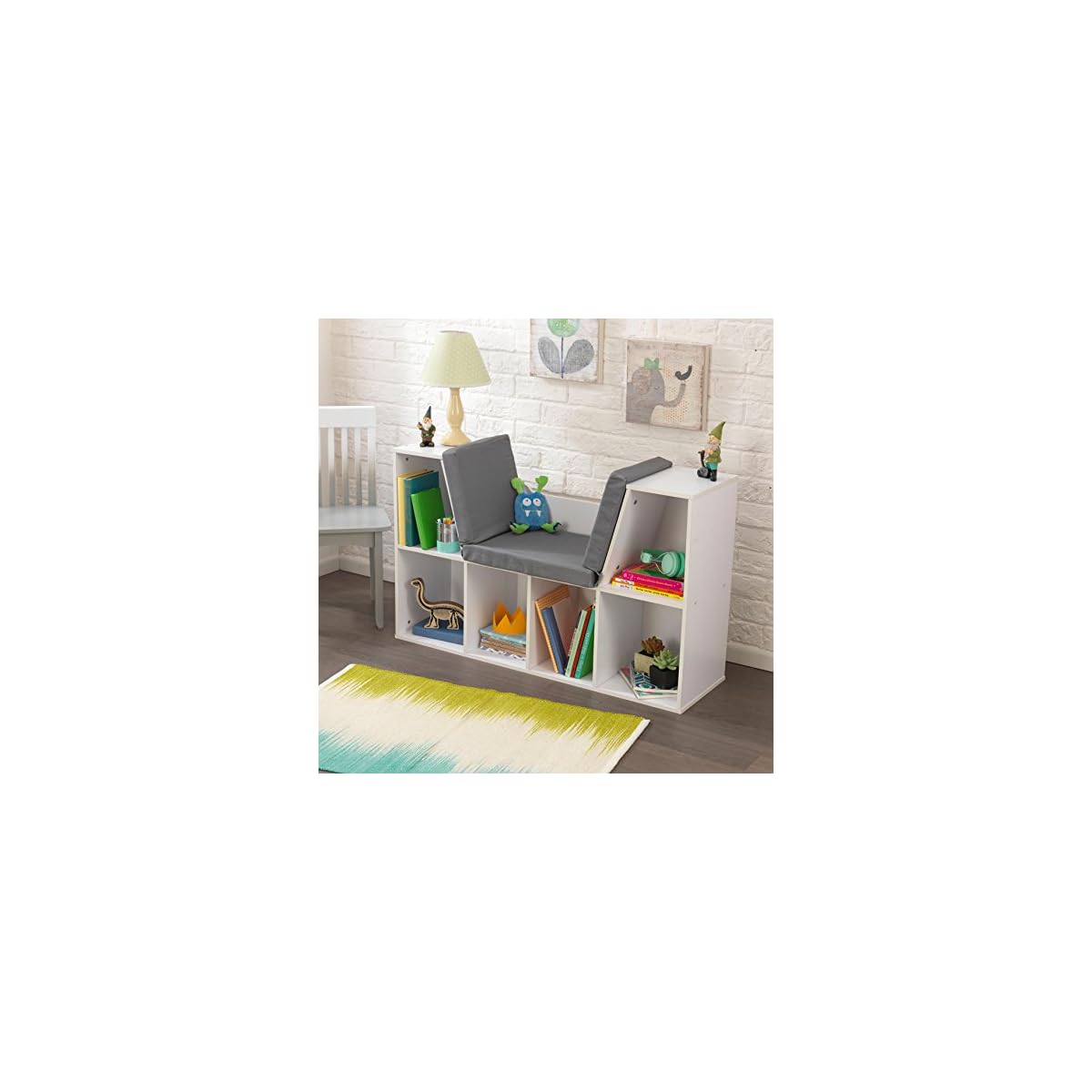 kidkraft bookcase with reading nook white