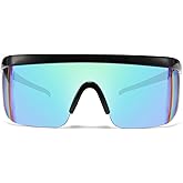 FEISEDY Oversized Mirror Shield Sport 80s Sunglasses Ski Goggles Flat Top One Piece Futuristic Visor Women Men B2522