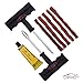 CarCoo Tire Repair Kit T-Handle Tire Repair Plugs 8 Piece Includes a tire rasp, Insertion Tool, Rubber Cement, and 5 Plug Strips