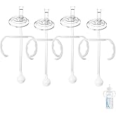 Straw Sippy Cup Conversion Kit for Dr Brown Narrow Nack Baby Bottles, Soft top and Weighted Ball Transition Cup Kit with Handles, Set of 4