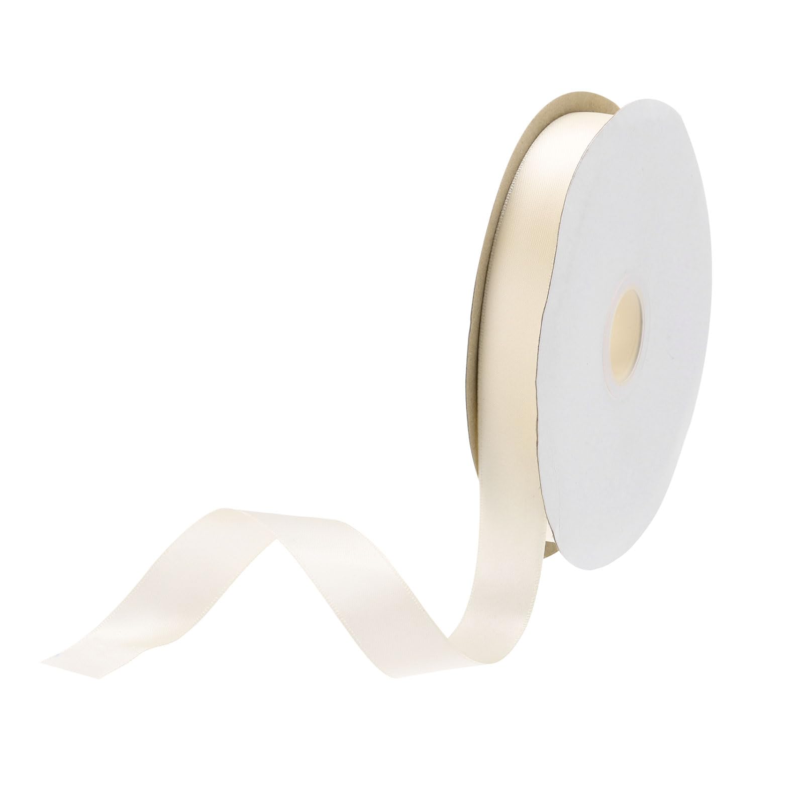 DMiotech 15mm Satin Ribbon 46m/150ft Thin Double Face Fabric Grosgrain Ribbon for Gift Wrapping Floral Hair Flower Bouquet, Beige