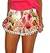 Dorzi Women's Summer High Waisted Tassel Floral Tribal Beach Casual Shorts Pants