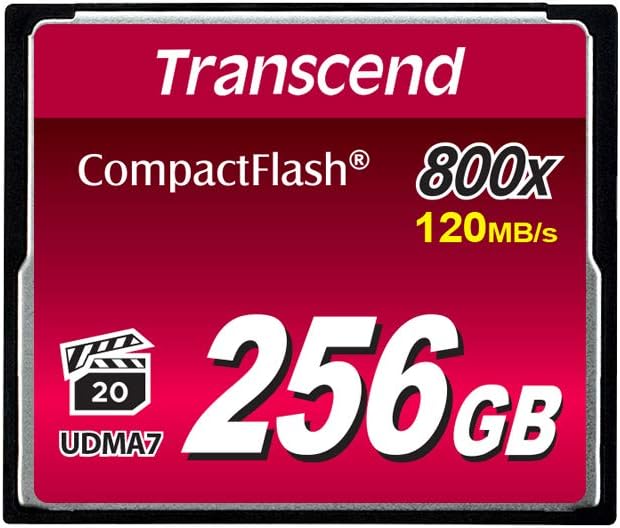 Transcend 256GB CompactFlash 800 Memory Card 120/60 MB/s UDMA 7 Full HD Video
